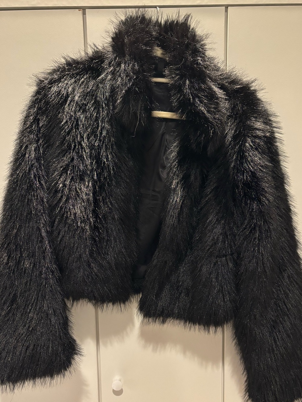 H&M Black Faux Fur Short Jacket